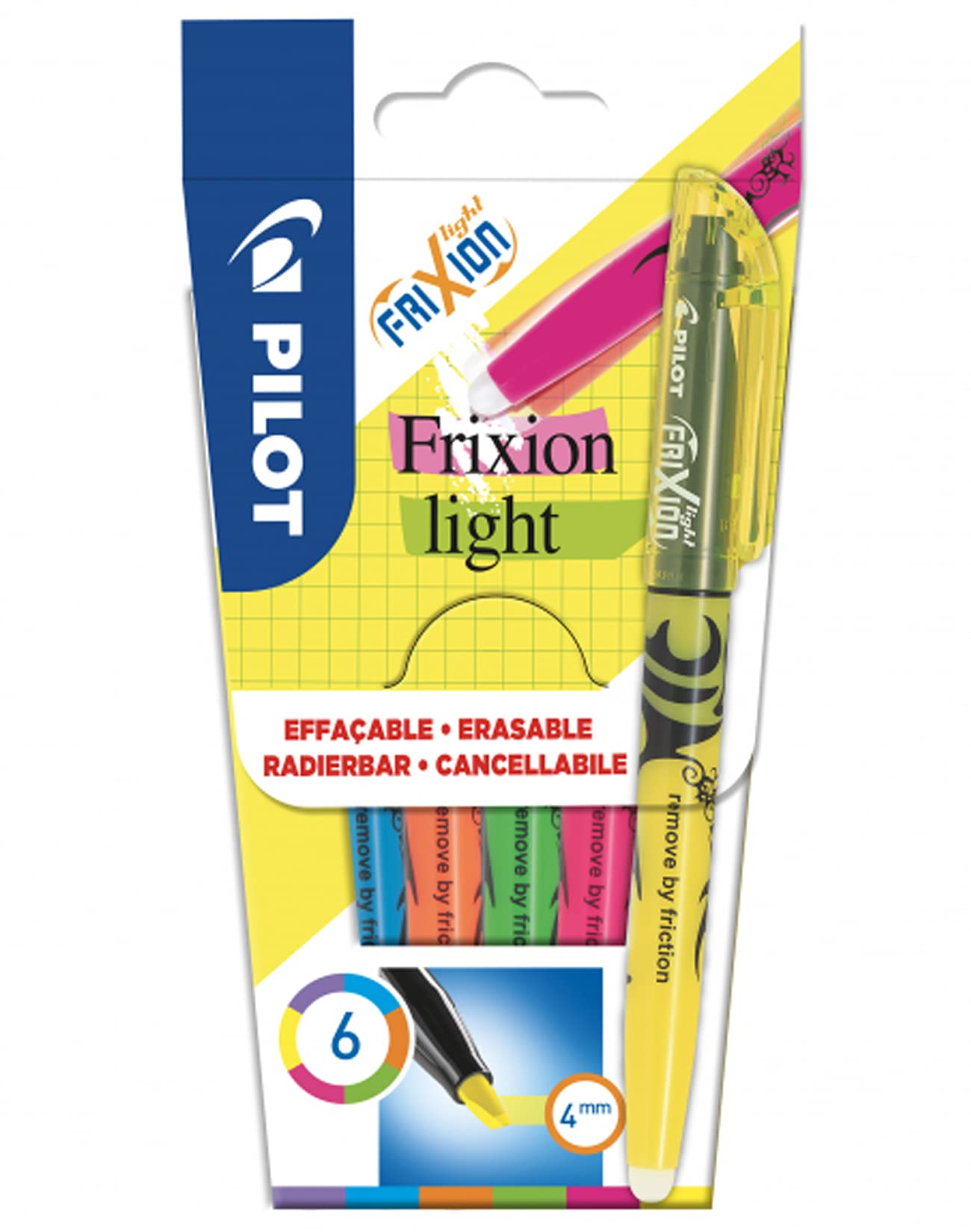 Pilot Frixion Light Erasable Highlighter Pens, Yellow, Set of 6 — image 1