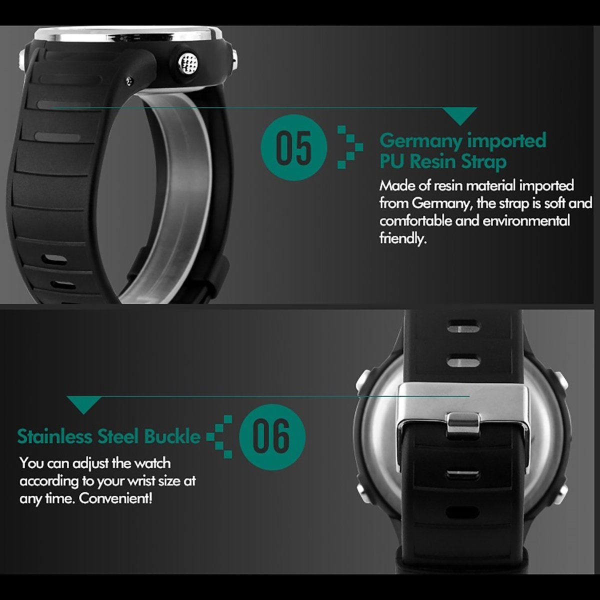 modiwen Hombres Digital deportes al aire libre relojes con pantalla de tiempo Dual multifunción resistente al agua reloj