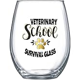 Zoey Christina Veterinary School Graduation Gifts for Her Vet Admission 20oz Funny Stemless Wine Glass 0150