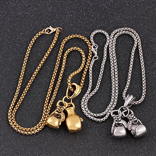 Gbell Fashion Men's Personality Sports Necklace Charm - Gold Boxing Silver Sport Shoes Pendant Necklace Neck Chain Gifts Simple Accessories for Teen Boys,62CM (Gold)