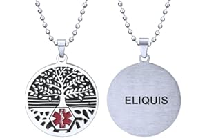 RENYILIN Stainless steel tree of life medical alert ID emergency first aid necklace