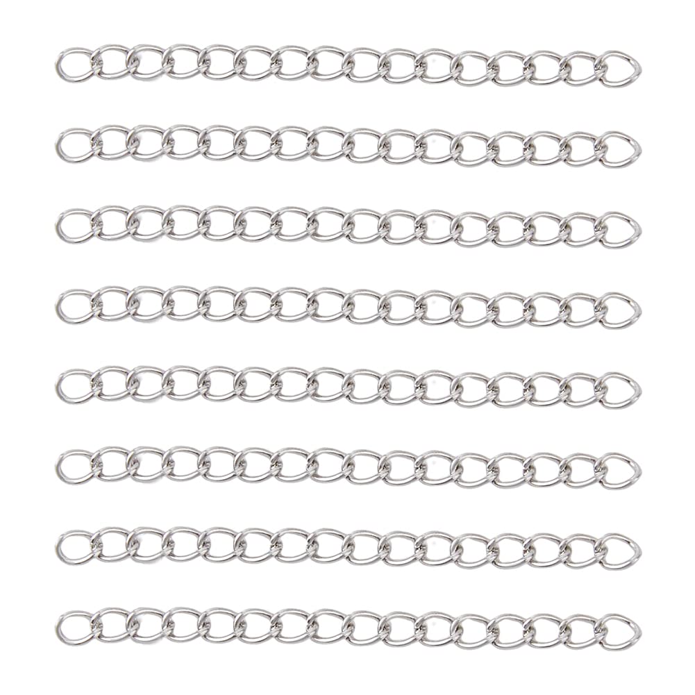 DICOSMETIC 150Pcs Chain Extender Stainlesss Steel Tail Chains 51mm Twist Necklace Extension Chain Bracelet Anklet Extension Chains for DIY Jewelry Making Crafts