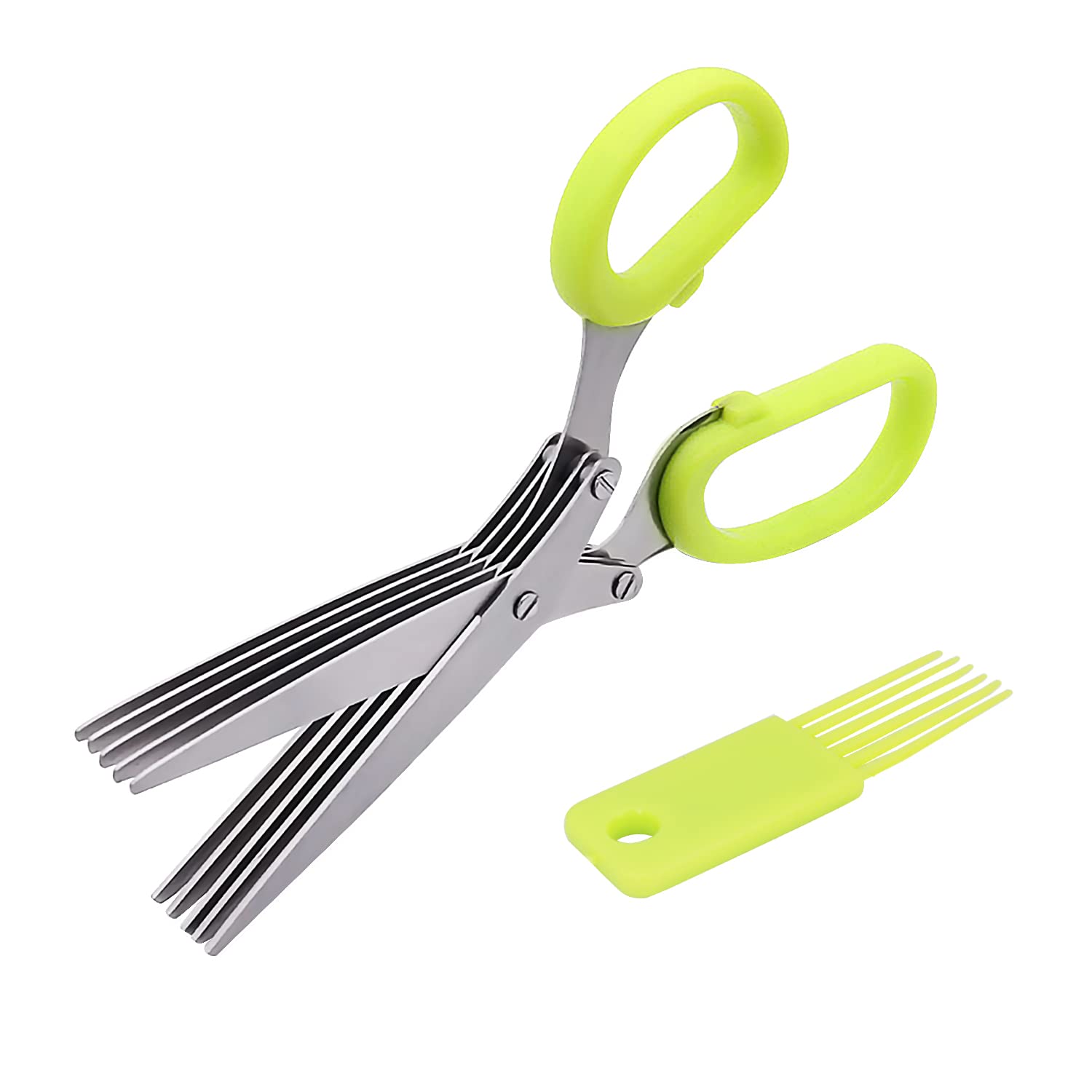ZENVALY Herb Scissors, Multipurpose 5 Blade Kitchen Scissor, Stainless Steel Herb Cutter Scissors, Chopper Scissors, with Cleaning Comb, for Chopping Basil Chive Parsley Vegetable