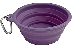 SAGE HILL MERCANTILE Pop Up Pet Travel Bowl for Dogs and Cats, Collapsible with Carabiner Clip, Silicone, Easy to Pack & Clean, Available in 3 Nature-Inspired Colors (Lavender)