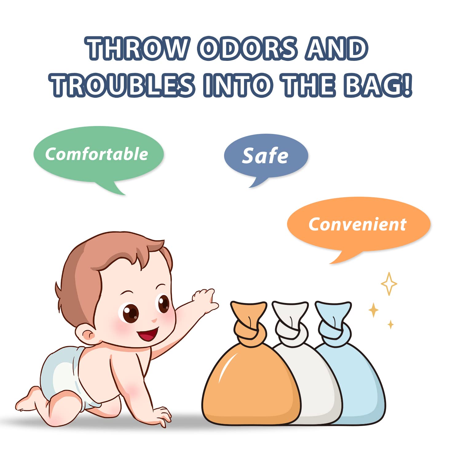 Deefre Odor Sealing Disposable Diaper Bags XS/300 Count Diaper Sacks Scented Diaper Trash Bags Large Capacity Diaper Disposal or Pet Waste Bags