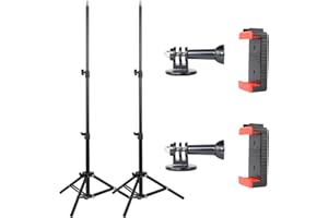 UTEBIT 2 Pack Photography Light Stands Tripod, 45"/3.7ft Adjustable Aluminum Lighting Stand with Phone Clamp & Camera Mount Adapter, Photo Tripod Stands for Travel Outdoor Photo Video Shooting, Black