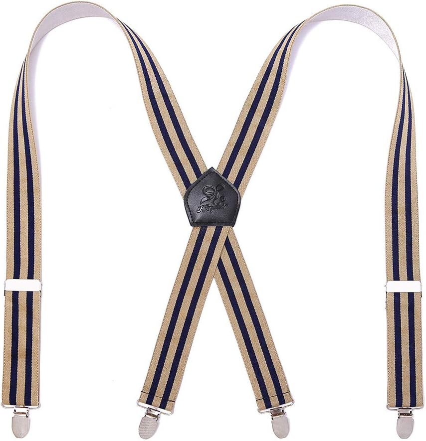 KANGDAIMen Braces Strong Metal Clips 4 X Back Durable Elastic Adjustable Suspenders Heavy Duty Mens Braces