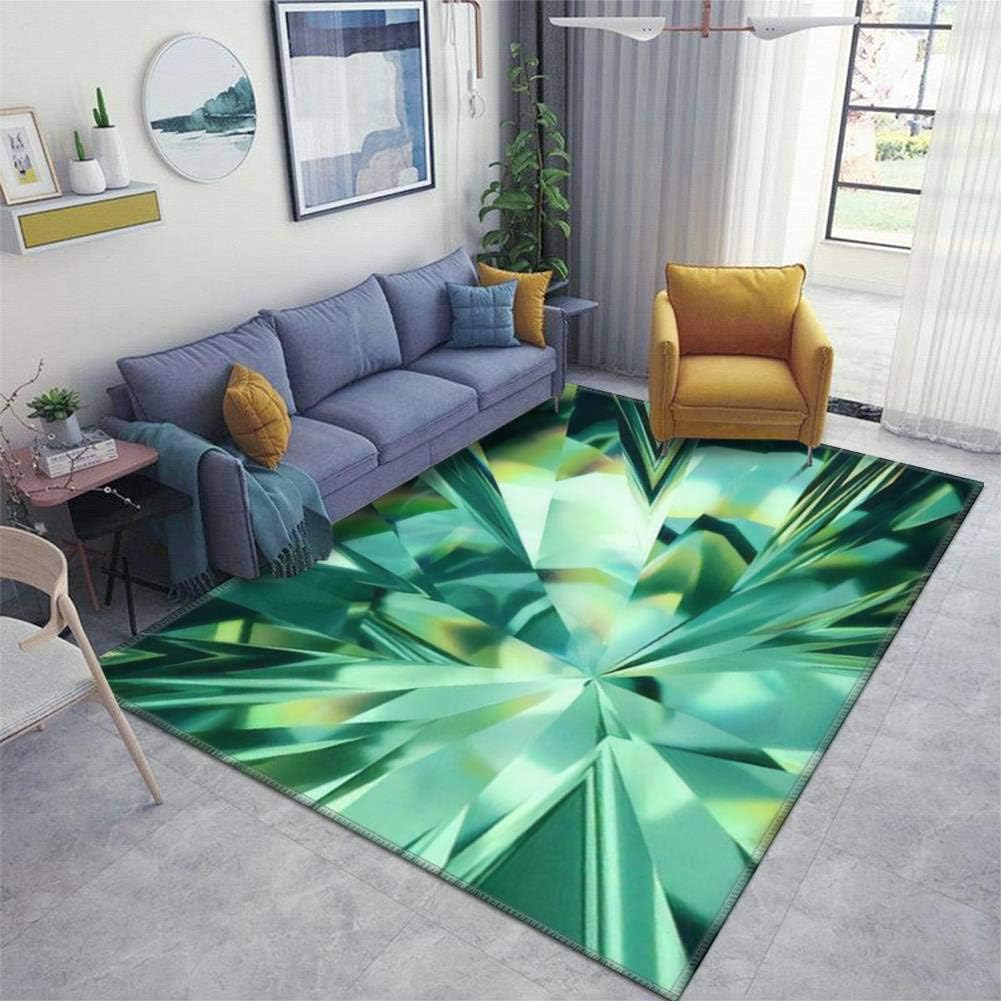 Home Area Runner Rug Pad 3D Abstract Emerald Green Crystal