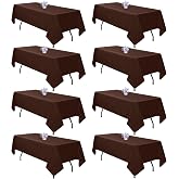 pepmily 8 Pack 60 x 102 Inch Brown Tablecloth for 6 Foot Rectangle Tables | Wrinkle Resistant, Washable, Polyester Fabric, Rectangular Table Cloth For Dining Banquet Wedding Party