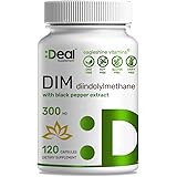DIM Supplement 300mg, Vegan DIM Plus (Diindolylmethane) Black Pepper Extract, 4 Months Supply, 120 Capsules, Estrogen Balance