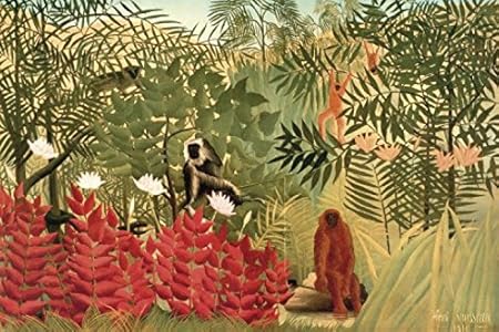 1art1 Henri Rousseau Giungla Con Scimmie 1910 Carta Da