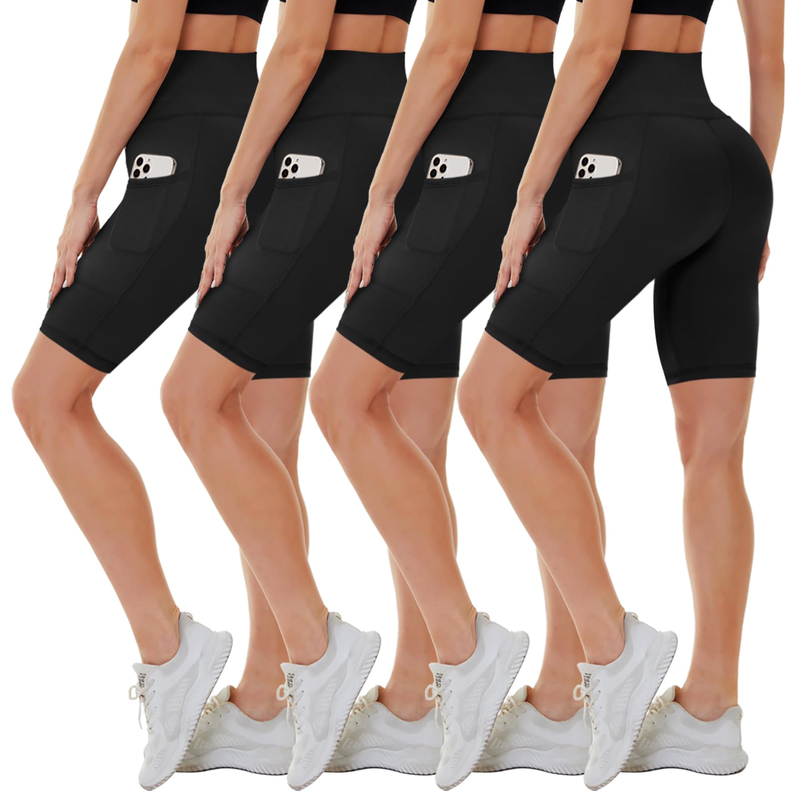 Photo 1 of *(**ONLY 3 BIKER SHORTS****CAMPSNAIL 4 Pack Biker Shorts Women with Pockets – 5"/8" High Waist Tummy Control Workout Gym Yoga Running Compression Shorts