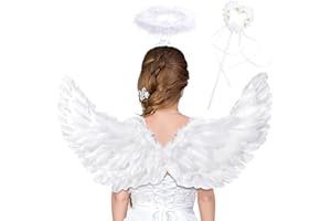 Goenb Angel Wings, Angel Wings and Halo for Women Adult Christmas Halloween Fancy Dress Costume