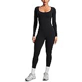 CRZ YOGA Butterluxe Long Sleeve Jumpsuits for Women Scoop Neck Casual Yoga One Piece 25" Leggings Rompers