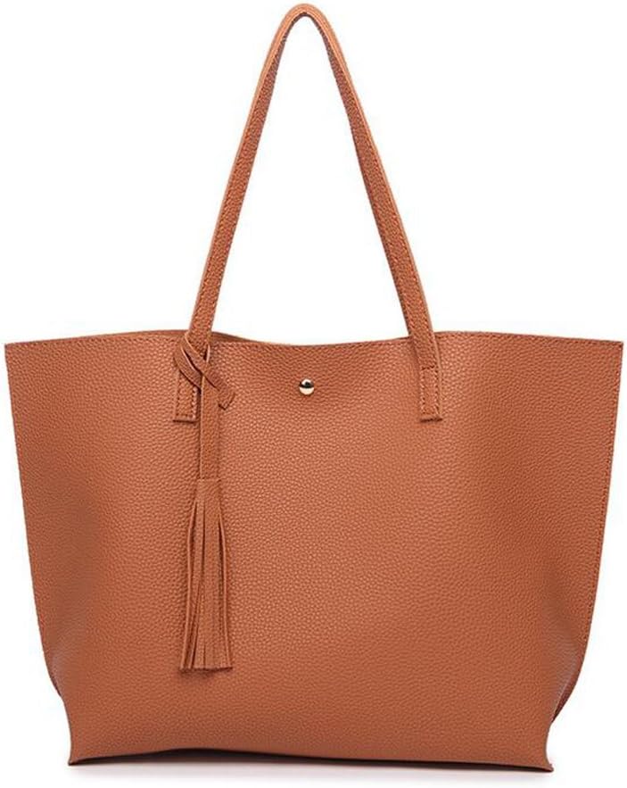 Sumerk Tassel Leather Tote Bag for Women Casual Tote Bags Shoulder Bag Satchel Ladies Purses and Handbags