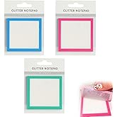 Sparkle Sticky Notes 3-Pack - Glitter Post It Notes, Transparent Glitter Notepads, Self Adhesive Note Memo Pads, Translucent & Clear, Small to-Do List (150 Sheets Total)