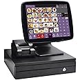 MEETSUN POS System,Cash Register for Restaurant,Includes Touch Screen,80MM Thermal Printer,Cash Drawer,Windows 10,POS Software (700-LS004)