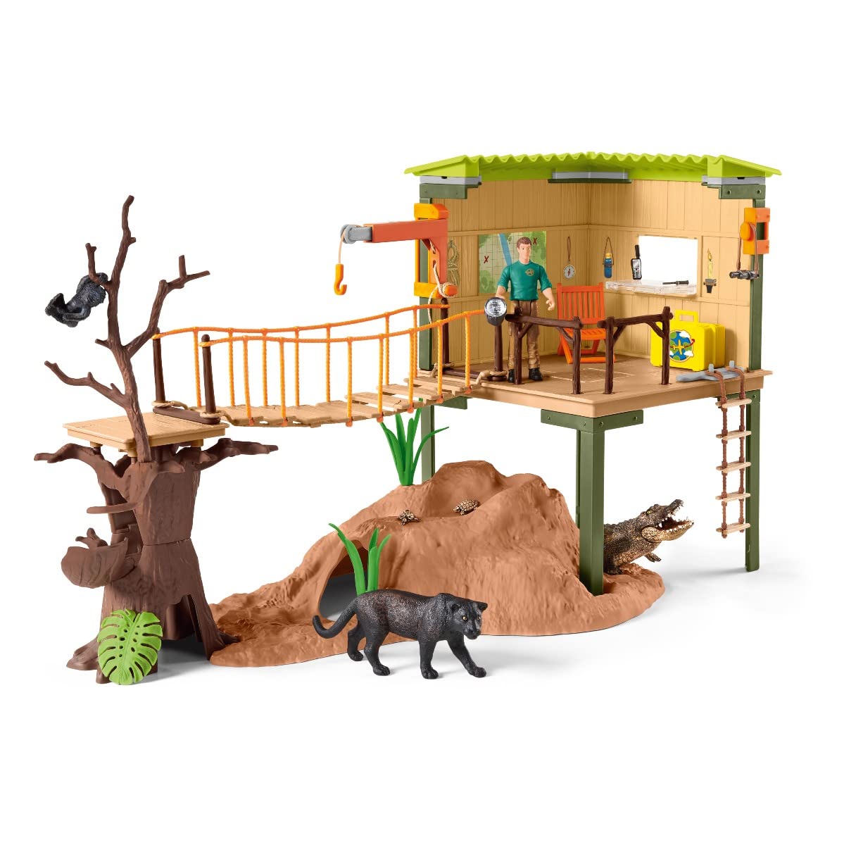 SCHLEICH 42507 Abenteuerstation Nat Geo, ab 3 Jahren, WILD LIFE - Spielset, 68 Teile