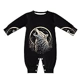 AuHomea Howling Wolf Moon Newborn Baby Romper