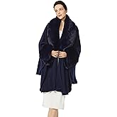 SUFCOMOU Women Cape Poncho with Fur Trim Winter Faux Fur Shawl Wrap Coat Sleeveless Cardigan Cloak