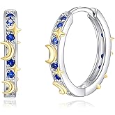 Star Hoop Earrings Moon and Star Earrings for Women Silver Hoop Earrings Jewelry Gifts for Women Girls