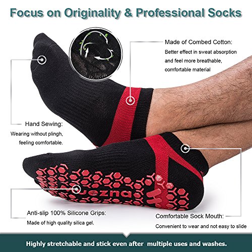 Muezna Men’s NonSlip Yoga Socks, AntiSkid Pilates, Barre, Bikram