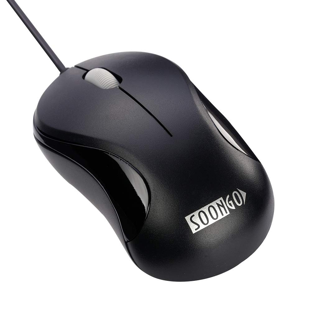 Computer Mini USB Wired Optical Mouse Portable for Laptop, Notebook, MacBook - Black
