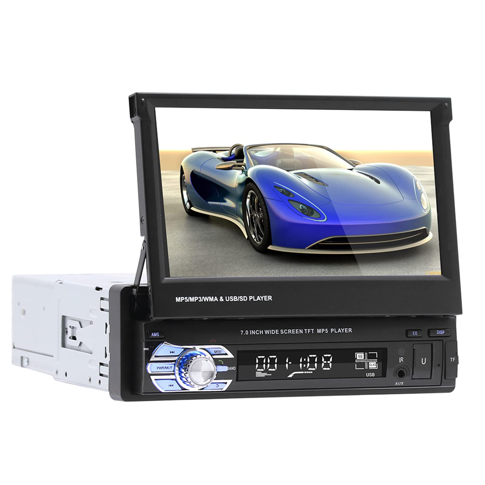 VBESTLIFE Bluetooth Car Stereo, 7In Car MP5 Video Player Single Din Car Media Player, Support APE, FLAC, WAV, DIS Formats