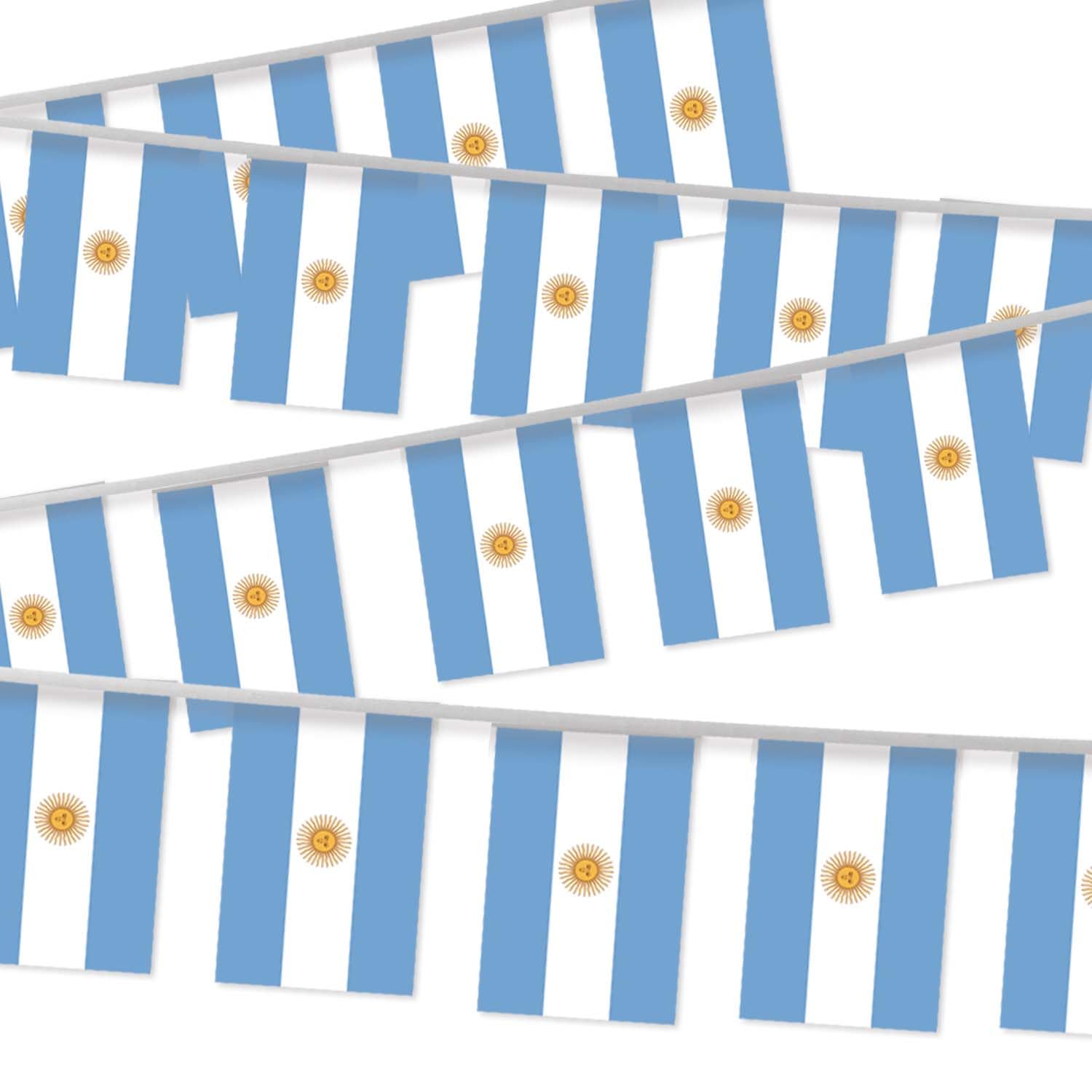 Photo 1 of 32FT Argentina Pennant Small Flag Bunting,30 PCS Mini String Banner Stripes Argentinian Decor Rectangle for Holiday Restaurant Home Party School
