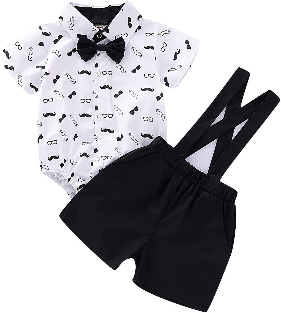 T TALENTBABY Newborn Infant Baby Boys Long Stripe T-Shirt Tops + Bib Pants + Cut Hat Outfits Clothes Set Rompers