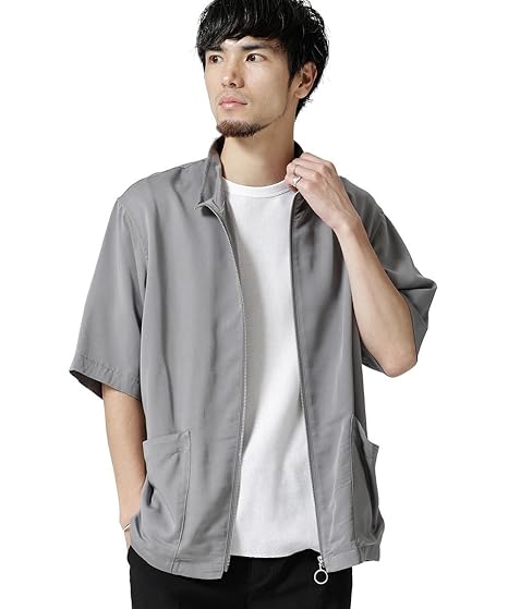 Amazon ナノユニバース ｔｒフルｚｉｐスタンドカラー シャツ