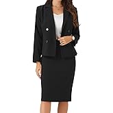 Allegra K Business Skirt Suit Set for Womens 2 Piece Long Sleeve Work Outfits Blazer Jacket Pencil Skirts Set