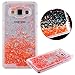 2015 Samsung Galaxy A5 Case, UZZO [Liquid Glitter] Transparent 3D Glitter Quicksand and Bling Sparkle Love Heart Dynamic Flowing Clear Hard Case for Samsung Galaxy A5 (2015) / A500F (Watermelon Red)