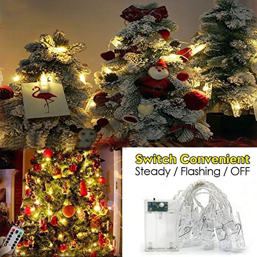 Photo Clips String Lights,40 LED Fairy String Lights for Hanging Pictures,8 Lighting Modes USB/Battery Powered Decor Lights with Remote for Bedroom Wedding Parties (19.7 ft/Warm White) - Thumbnail 4