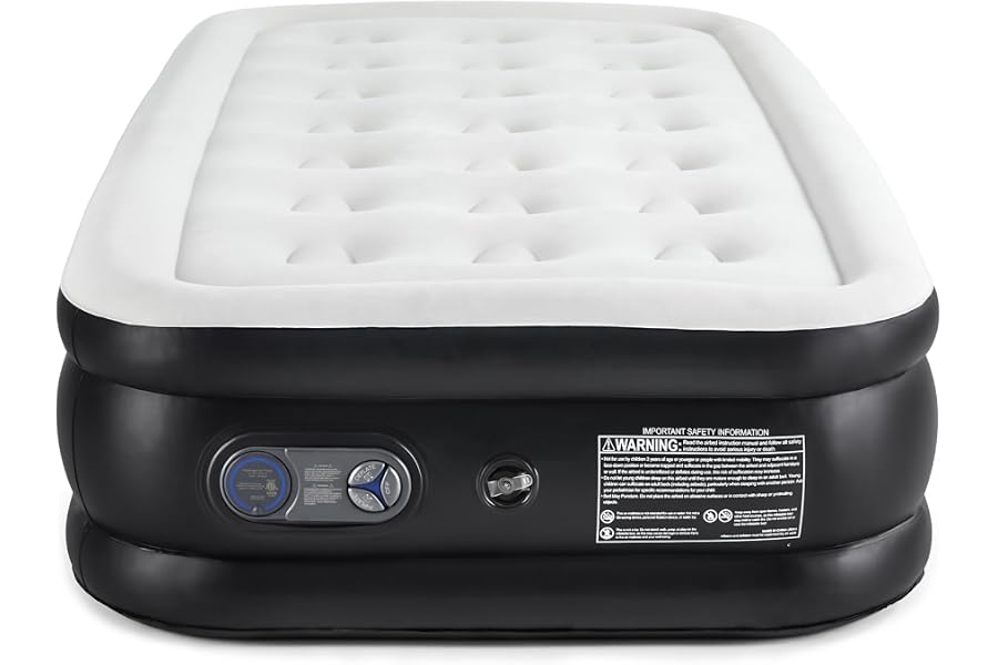 Sweetcrispy Weight Capacity 660 lbs Air Bed, Double Height, Non-Slip Bottom Design, Twin Air Mattress - 18" Inflatable Blow Up Airbed with Built-in High Capacity Pump for Home or Camping