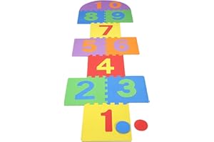 ATARVANA Hopscotch Mat for Play Floor Playmat, 12"×12" Hopscotch Interlocking Foam Tiles, Easy to Assemble & Clean, Soft & Reliable EVA Hopscotch Rug, 10 Large Number Foam Play Mats for Most Surface 7 x 2 Ft