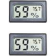 2-Pack Mini Digital Electronic Temperature Humidity Meters Gauge Indoor Thermometer Hygrometer LCD Display Fahrenheit (℉) for Humidors, Greenhouse, Garden, Cellar, Fridge, Closet