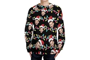 MYZQIFF Personalized Photo Ugly Face Christmas Sweater Sweatshirt for Men, Boyfriend Sweater Xmas Family Holiday Sweatshirt