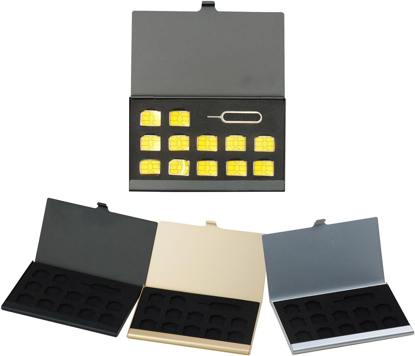 OKSakady Nano SIM cards holder Aluminum Case Bag Storage Box (Eject Pin Not Included)