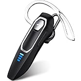Bluetooth Headset V5.4, Bluetooth Earpiece with Micros, Noise Cancelling Hands Free Headset for Cell Phone with 36H Talking Time/Mute Function, Single Ear Wireless Headphone for Truck Driver