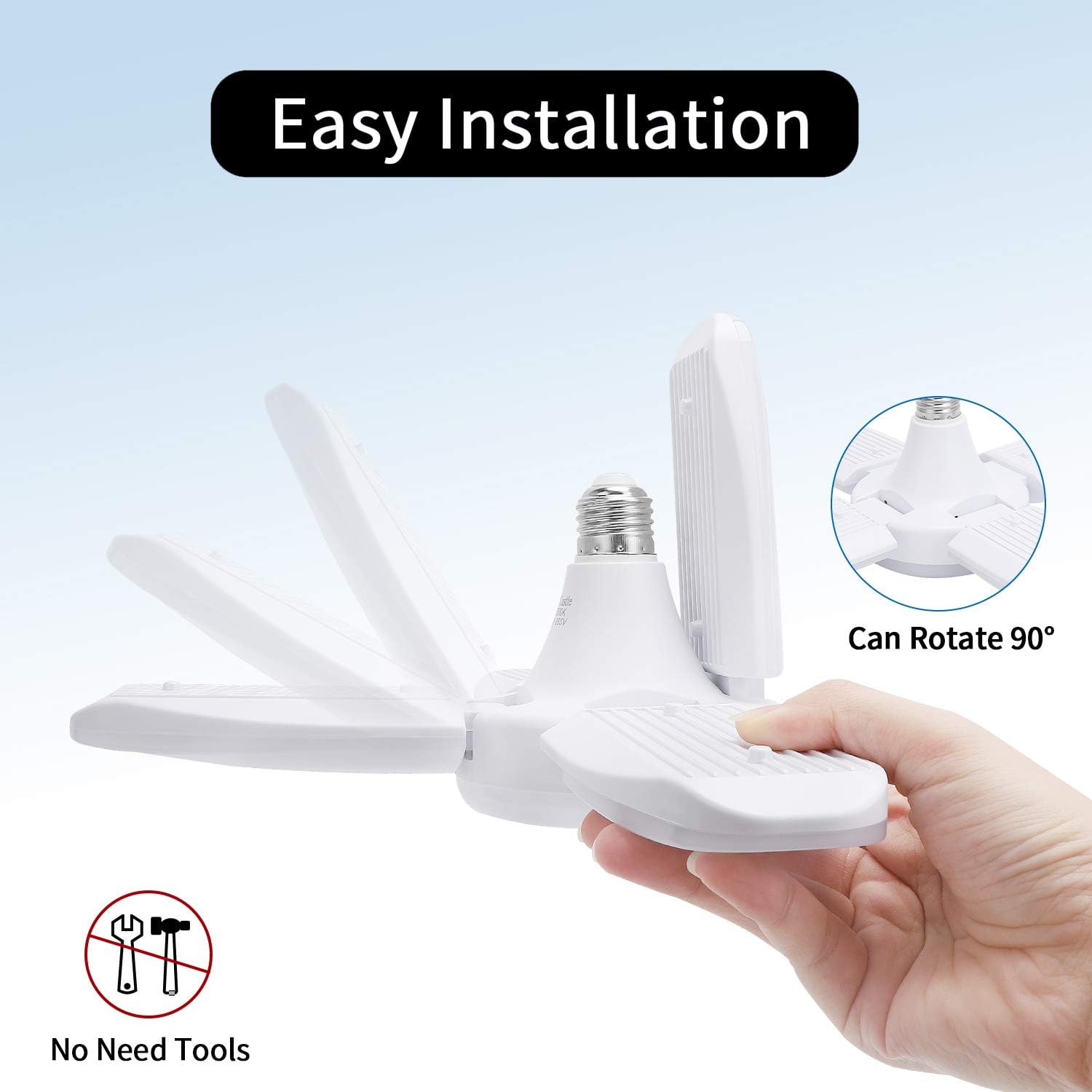 LED Garage Lights, 1 Pack 60W Adjustable Trilights LED Garage Ceiling Light,6000Lumens LED Garage Ceiling Light, CRI 80, 6000k Nature Light for Garage,Warehouse: Home Improvement