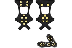 Ice Cleats for Boots, Rubber Ice Cleats Feature 10 Hard Spikes, Non Slip ICES Grips, Portable Hiking Grips for Climbing Hikin