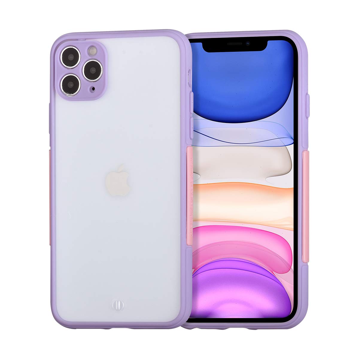 UEEBAI Case for iPhone 11 6.1 inch, Fashion Simple Case Shockproof Flexible Soft TPU Bumper Matte Transparent Hard PC Back Cover Protective Phone Case for iPhone 11 6.1" - Purple
