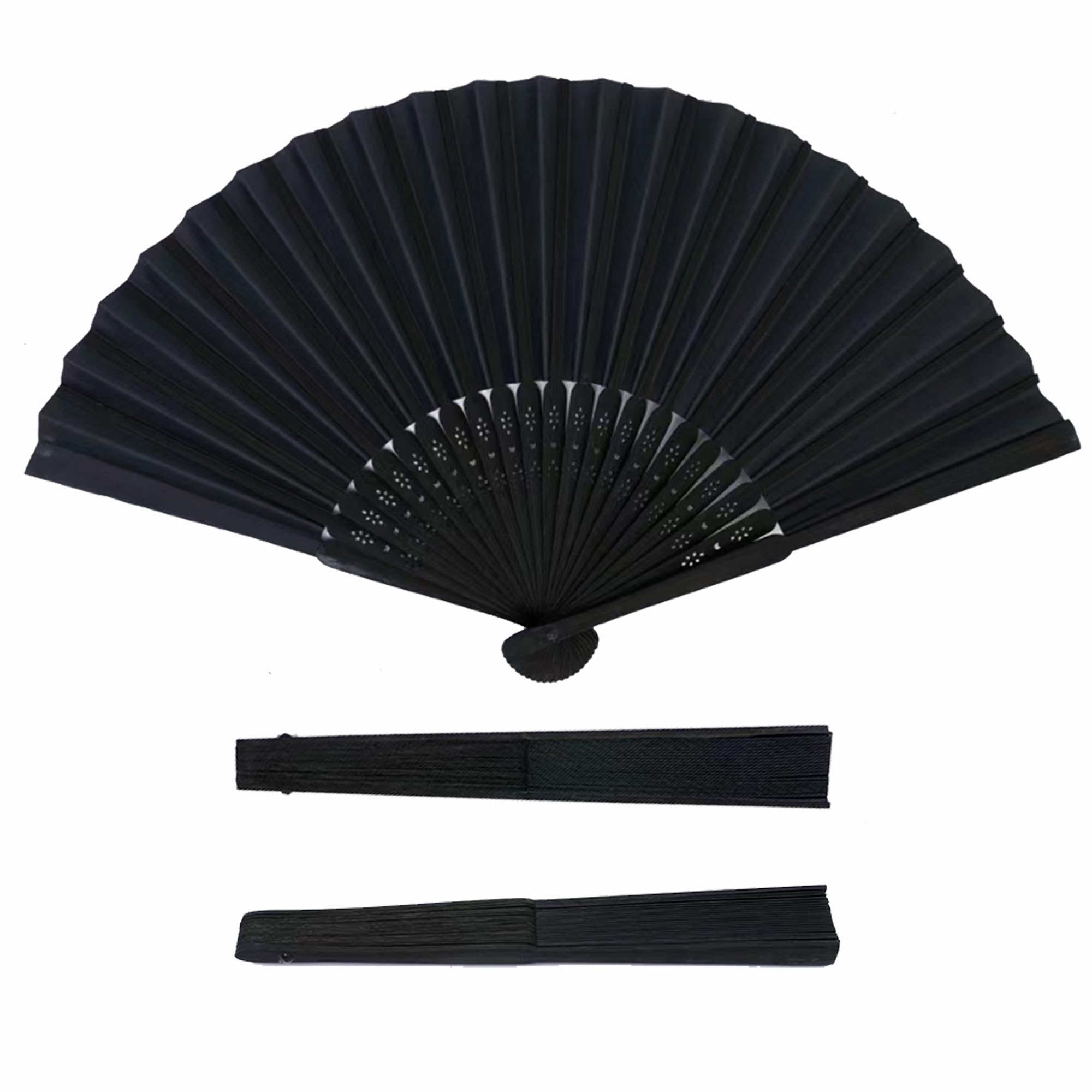 Photo 1 of 36 Pcs Black Paper Hand Fans, Handheld Fan Foldable for Weddings, Parties, DIY Projects, Dance & Photo Props, Home Decor