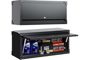 Kweetle Metal Wall Cabinet, Hanging Garage Cabinets with Up-Flip Doors, 31.5" W Lockable Wall Mounted Metal Storage Cabinet f