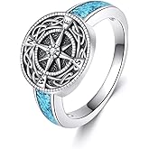 HKPATOP 925 Sterling Silver St. Michael/Benedict/Compass/Tree of Life The Great Protector Archangel Defeating Satan Religious Amulet Signet Ring Saint Jewelry Gifts for Men Women