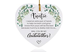 THOQII Godmother Ornaments Keepsake Gifts from Goddaughter Godson Godchild Baby, Will You Be My Godmother, Birthday Christmas Mother's Day Pregnancy Announcement Plaque Sign Gifts for Godmother to Be