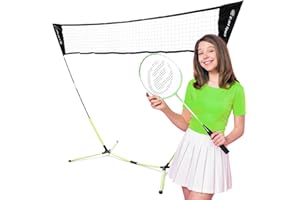 E-Jet Badminton Net, Portable & Instant Setup (Tool Free Assembly) - Backyard Fun, Beach Park Picnic Outdoor Games, Green, 5.1 x 7.8Ft, (EOB72640)
