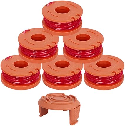 Sureh Ersatzspulenschnur Fur Worx Wg180 Wg163 Wa0010 Rasentrimmer Ersatzspulenschnur 0 2 Cm Fur Unkrautfresser Wa6531gt Kappe 6 Spulen Und 1 Kappe Amazon De Garten