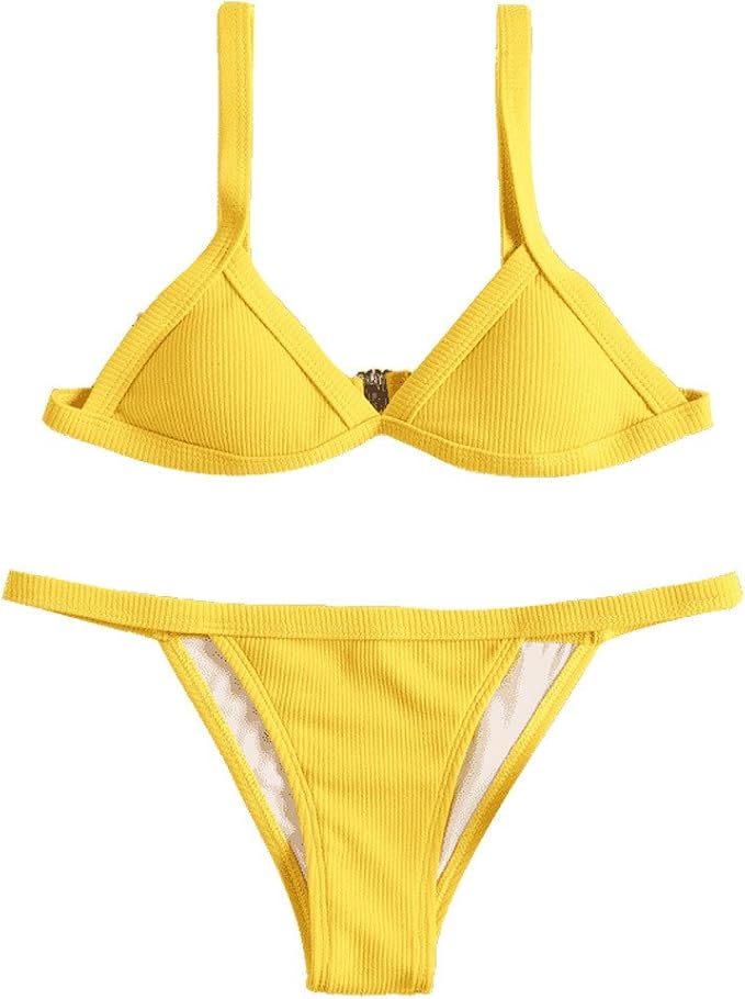 Amazon 水着 Plojuxi レディース ビキニ セクシー クロス マイクロビキニ モノトーン フィットネス 大きいサイズ タンキニ セパレート 体型カバー 分体式 無地 2点セット 三角ビキニ 可愛い おしゃれ 夏 盛れる 海水浴 温泉 旅行 スイミング ママ水着 ビキニ